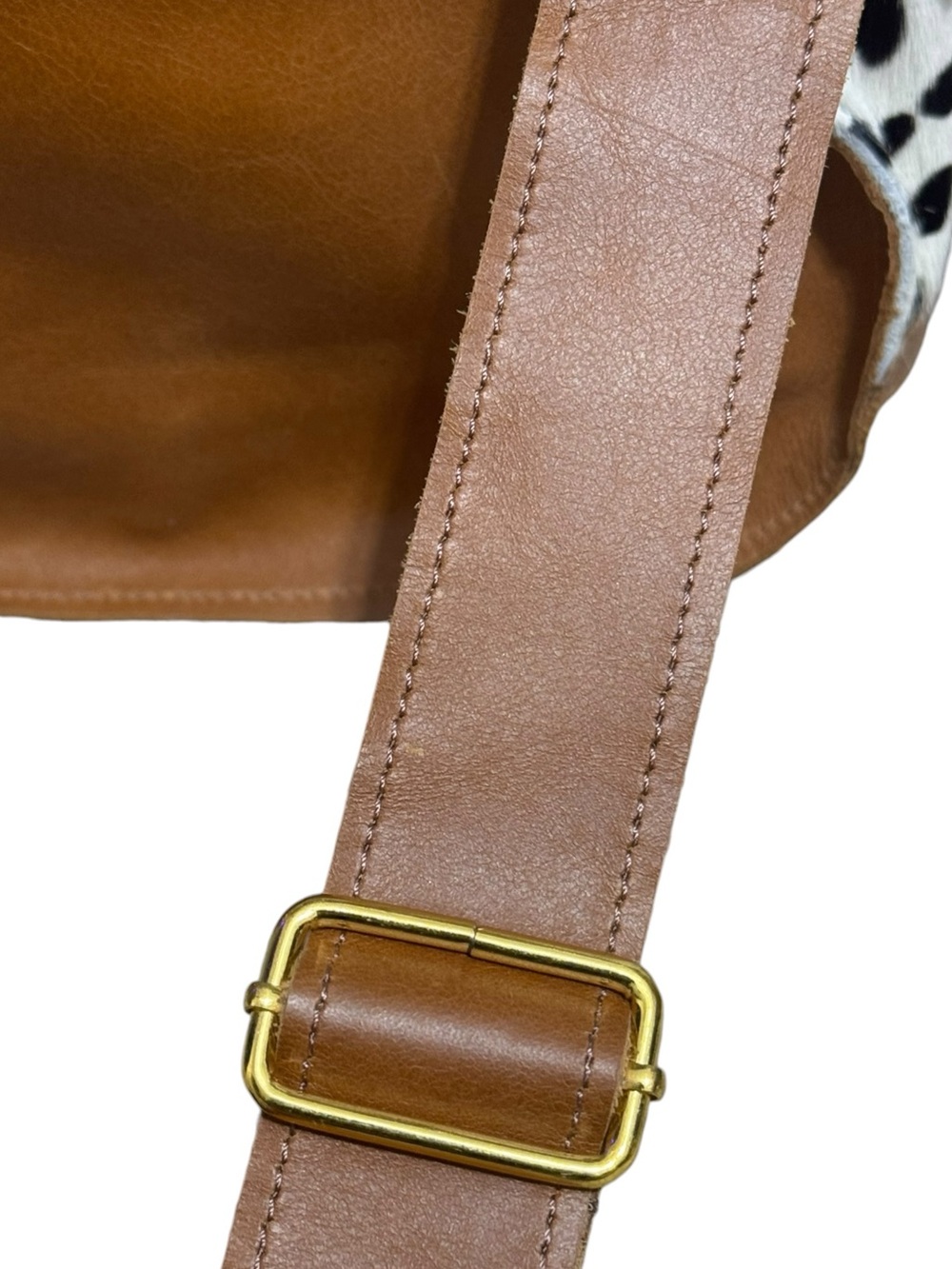Handmade Genuine Leather Cow Hair Crossbody Bag Cognac $201 Retail NWT - Picture 10 of 16